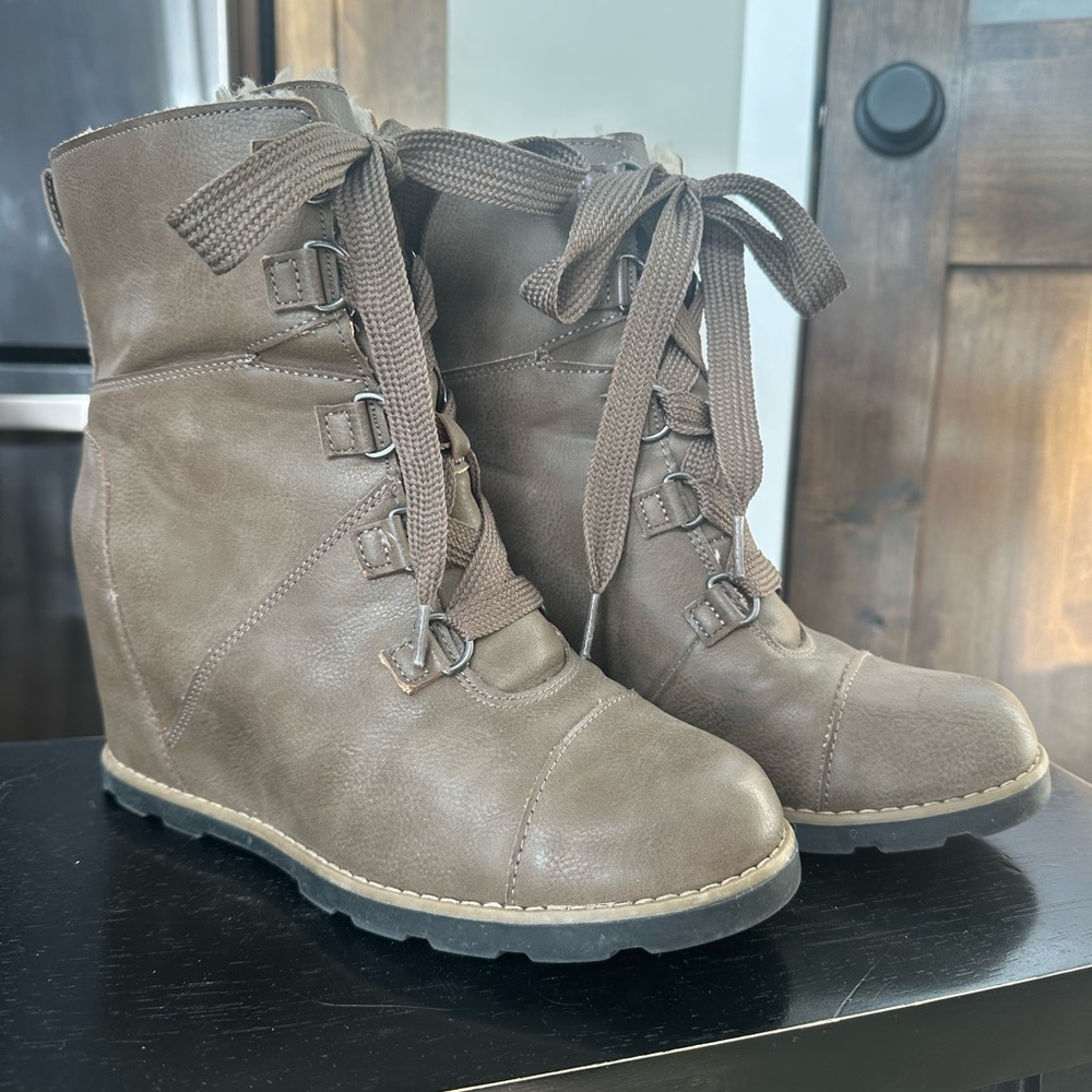 Brown Lace Up Boots with Sturdy Soles